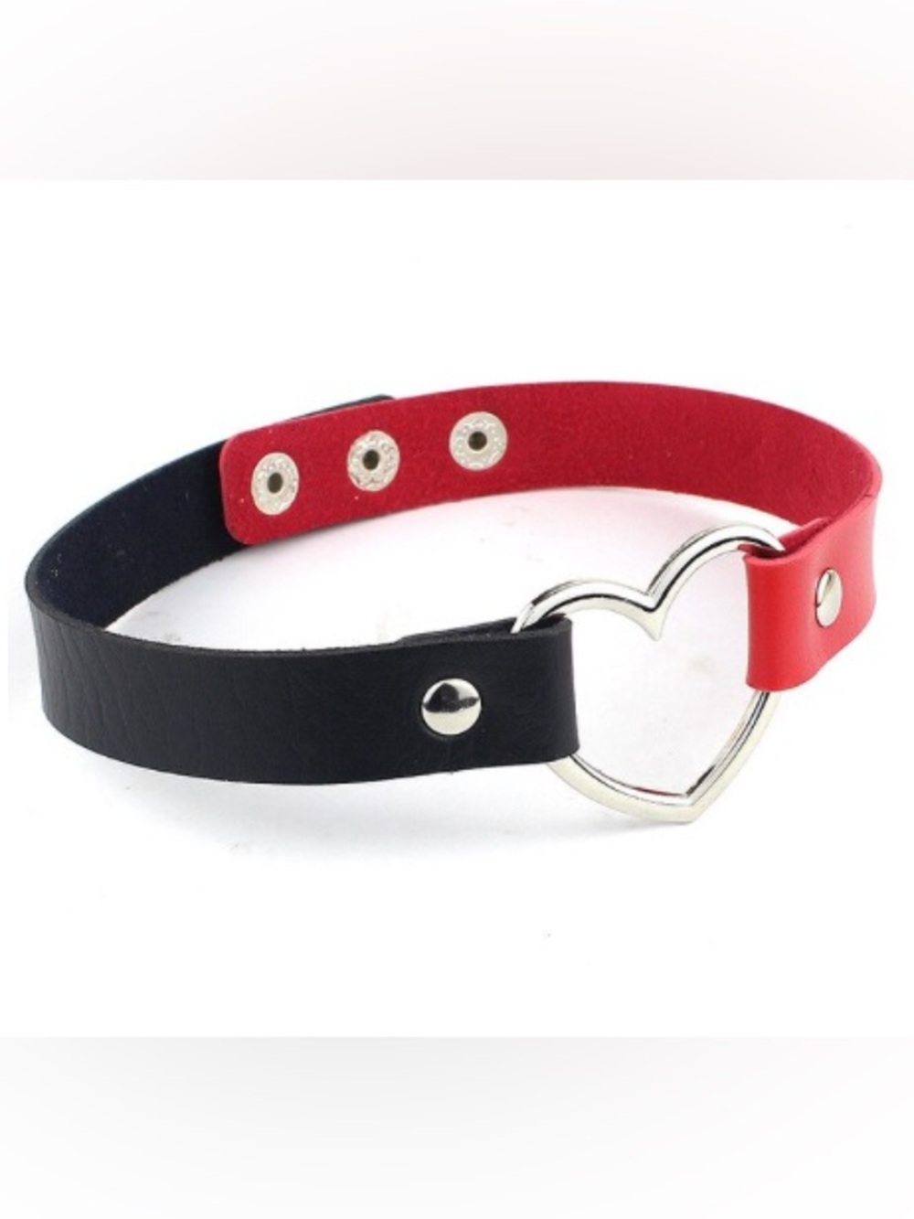 Black and Red Heart Accent Choker Necklace - Women Accessories